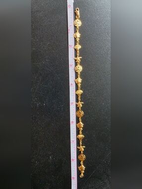 Gold Seashell, Fish & Starfish Link Bracelet - Women Jewelry